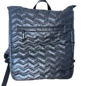 BENCH New Black Backpack Knapsack Puffy Quilted Soft Zipper School Bag Chevron